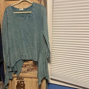 Elegant Teal Asymmetrical Women's Tunic